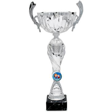 Copa plateada portadiscos vaso asas