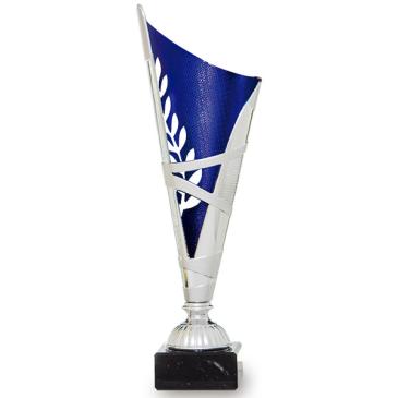 Copa bicolor plateada y azul con laurel