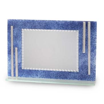 Placa de homenaje de Cristal de Murano azul y chapa