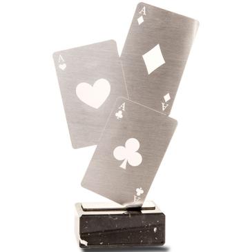 Trofeo de cartas, poker acero 