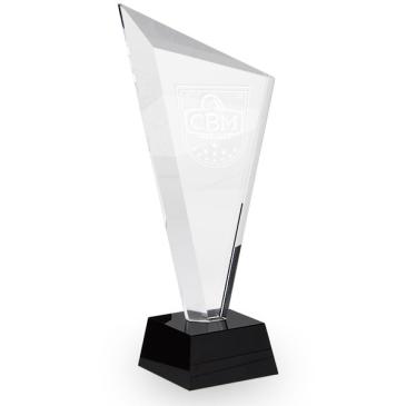 Trofeo de cristal k9 prisma triangular con estuche