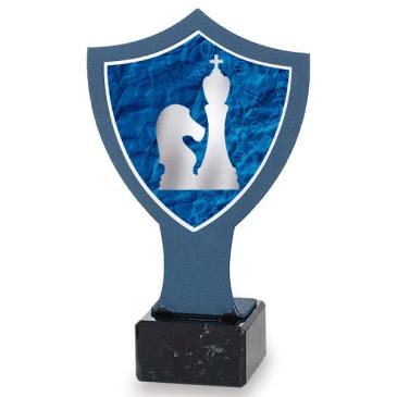 Trofeo de hierro escudo azul ajedrez