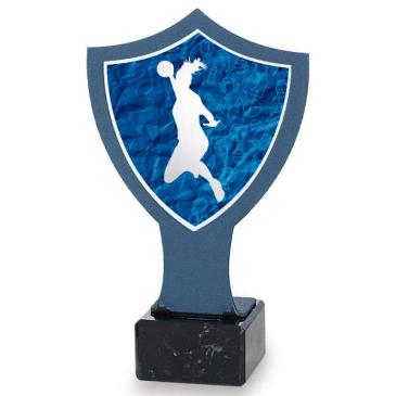 Trofeo de hierro escudo azul balonamno femenino