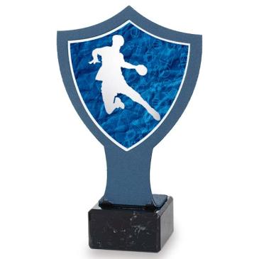 Trofeo de hierro escudo azul balonmano