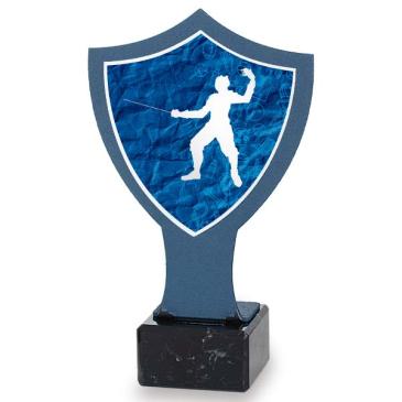 Trofeo de hierro escudo azul esgrima