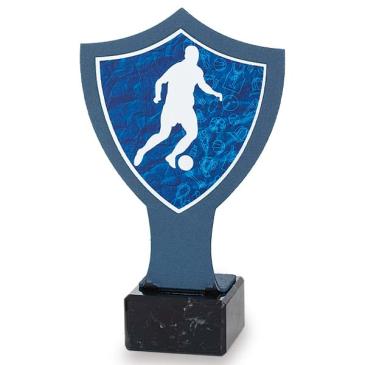 Trofeo de hierro escudo azul fútbol