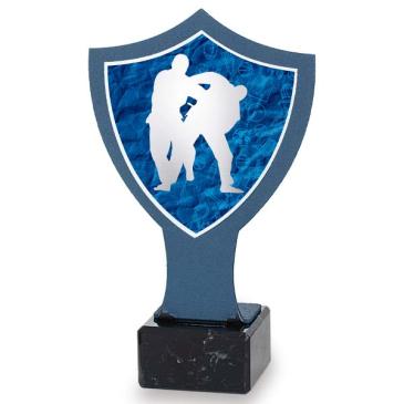 Trofeo de hierro escudo azul judo