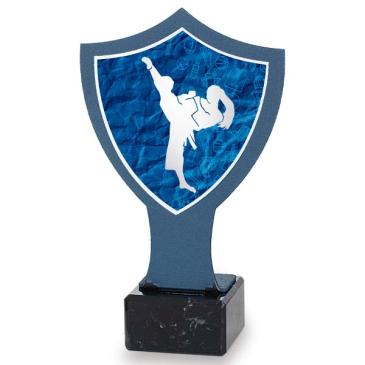 Trofeo de hierro escudo azul karate fem