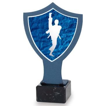 Trofeo de hierro escudo azul karate