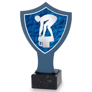 Trofeo de hierro escudo azul natación