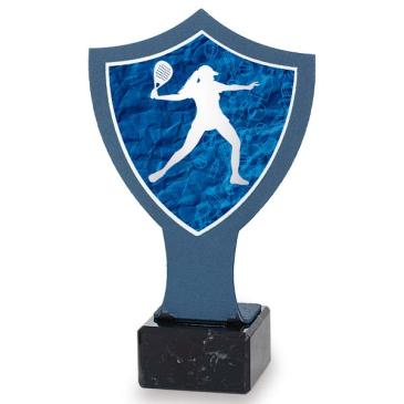Trofeo de hierro escudo azul pádel fem