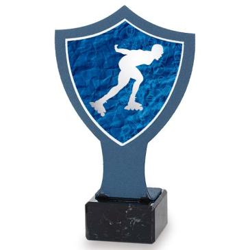 Trofeo de hierro escudo azul patinaje