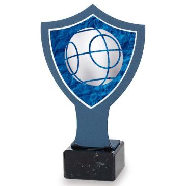 Trofeo de hierro escudo azul pelota petanca