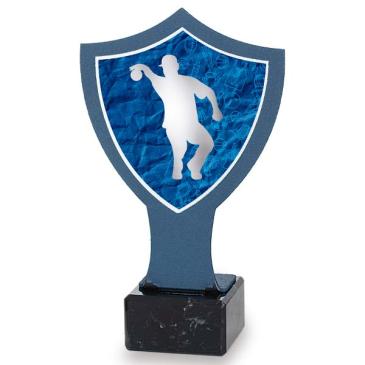 Trofeo de hierro escudo azul petanca