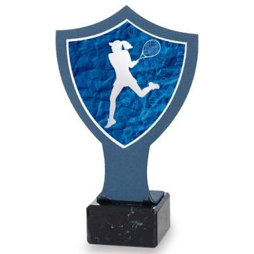 Trofeo de hierro escudo azul tenis fem