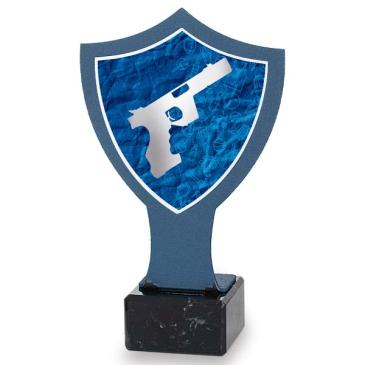Trofeo de hierro escudo azul tiro