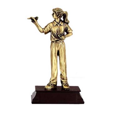 Trofeo de resina de dardos femenino de 19cm