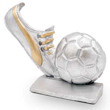 Trofeo de resina de fútbol bota con balón
