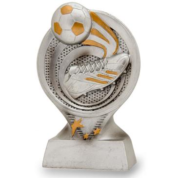 Trofeo de resina fútbol bota y balón 
