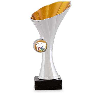 Trofeo portadiscos con forma de flor interior naranja 