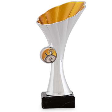 Trofeo portadiscos con forma de flor interior naranja 
