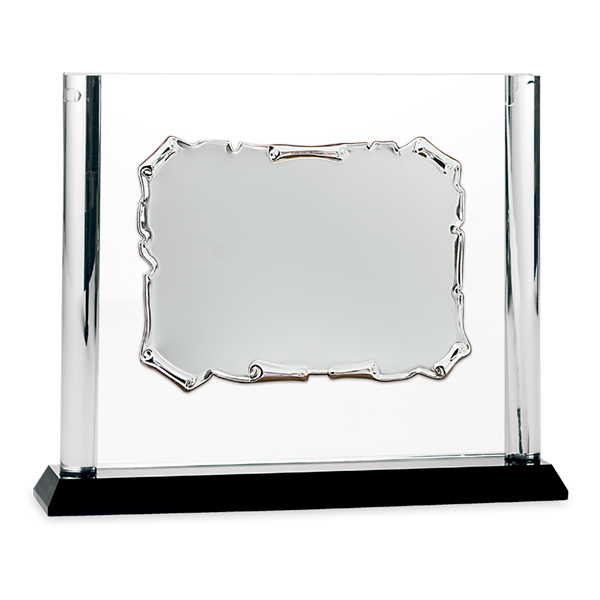 Placa de cristal con chapa de hierro pergamino
