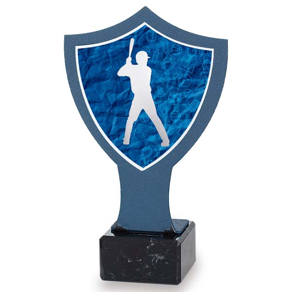 Trofeo de hierro escudo azul béisbol