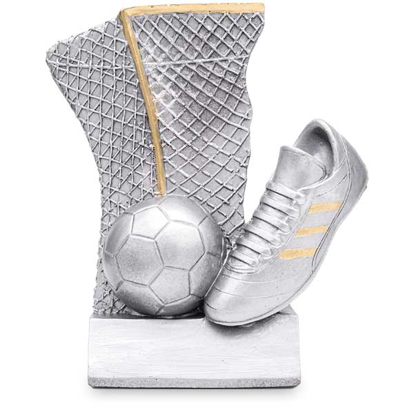 Trofeo de resina fútbol bota, balón y portería