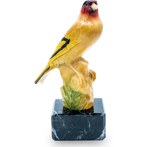 Trofeo de resina pajaro pintado