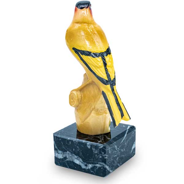 Trofeo de resina pajaro pintado