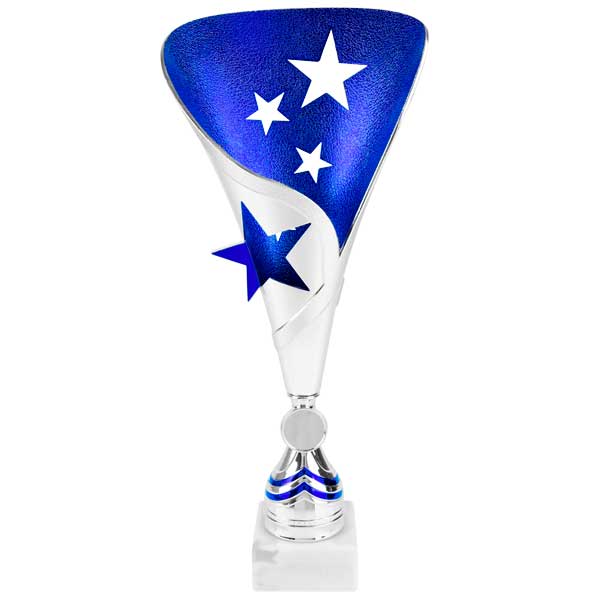 Trofeo ánfora estrellas azul plata 