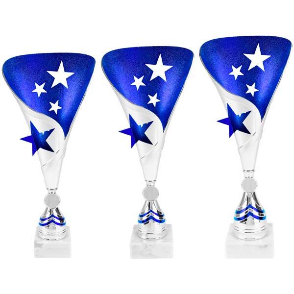 Trofeo ánfora estrellas azul plata 