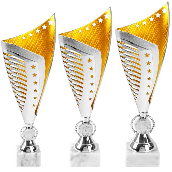 Trofeo ánfora bicolor plata oro 
