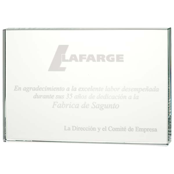 Cristal rectangular con grabado a láser