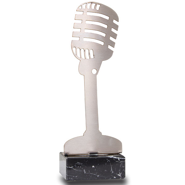  Trofeo aceroinox en forma de  micrófono 