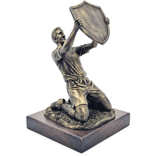 Trofeo futboista con escudo