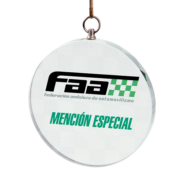 Médaille en verre circulaire 60mm.