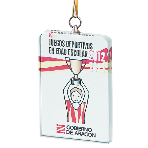 Médaille rectangulaire en verre 70x48mm