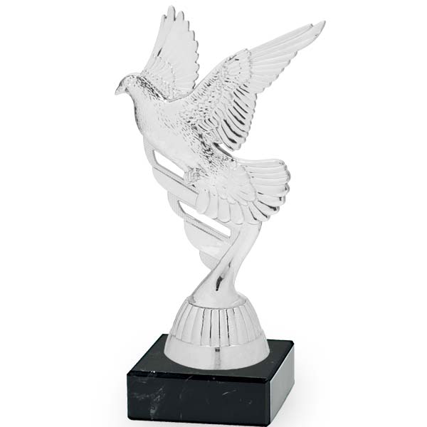 Trofeo plateado paloma